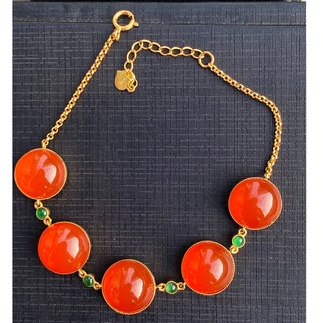 纯天然原矿18k金镶嵌南红玛瑙手链高冰高荧光宝石红精致时尚大气