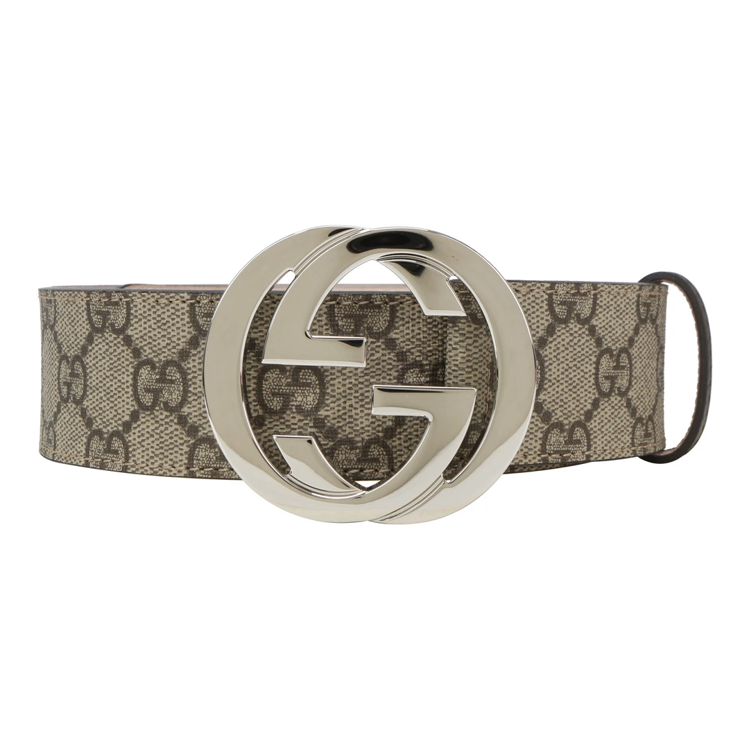 未使用 GUCCI/古驰 GUCCI 男士浅棕色帆布4.0CM腰带1401002000021