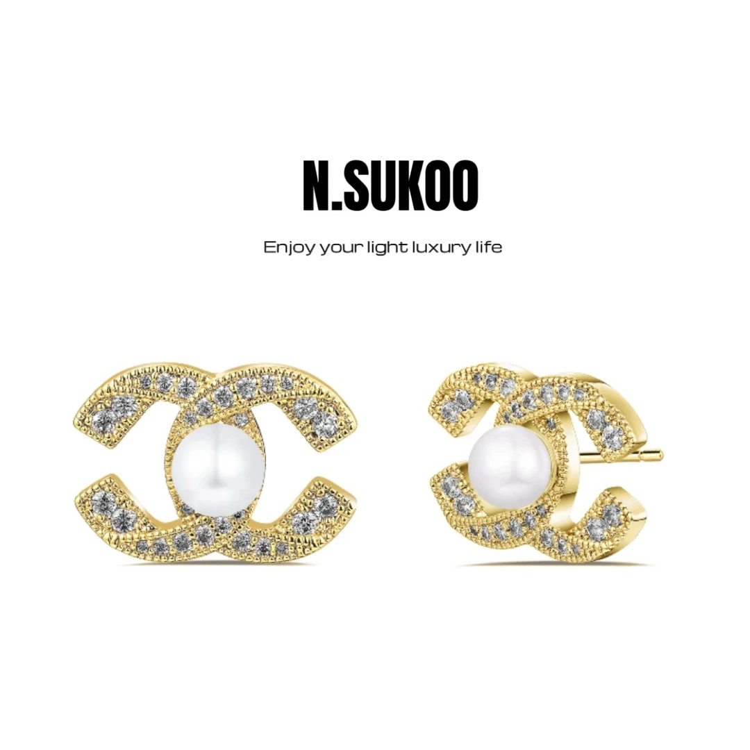 铜合金合成锆石耳饰 E0111 时尚气质温柔耳钉