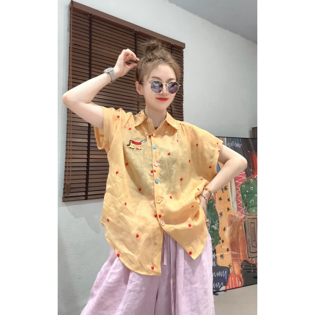 【Z.D.C】刺绣爱心小马衬衫/宽松减龄百搭