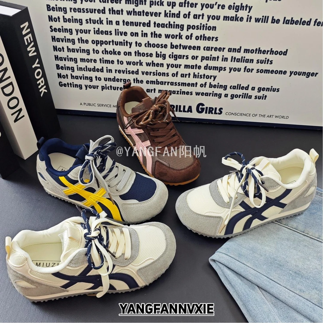 YANGFAN阳帆2025秋季新款阿甘鞋女学生厚底网面运动百搭休闲鞋潮