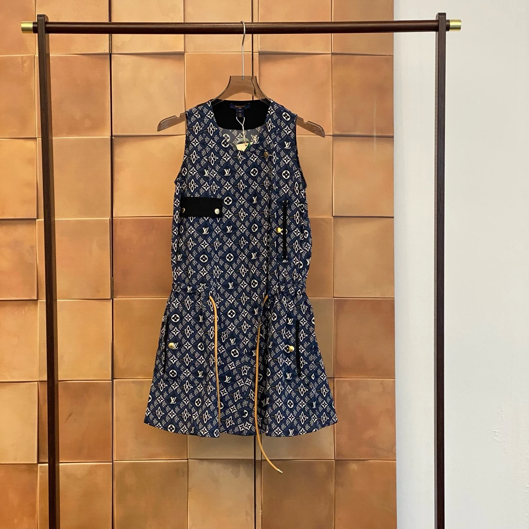 99新 LouisVuitton/路易威登 爆款1854系列满印连衣裙/34码/29830