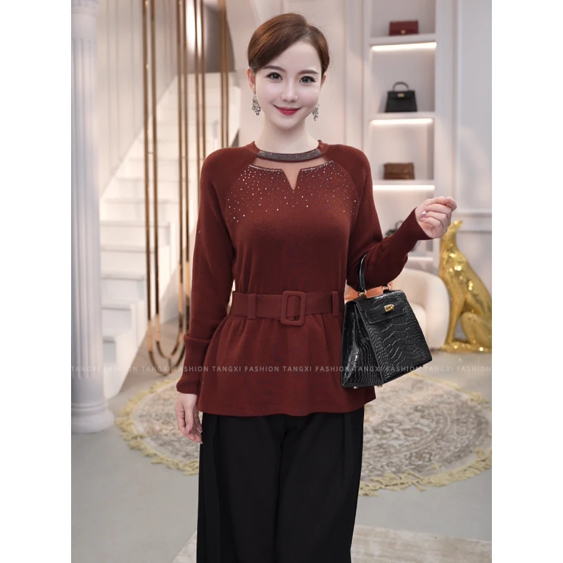 2026秋冬新款【LT-1253JR】含绵羊毛酒红色可外穿针织衫内搭毛衣女