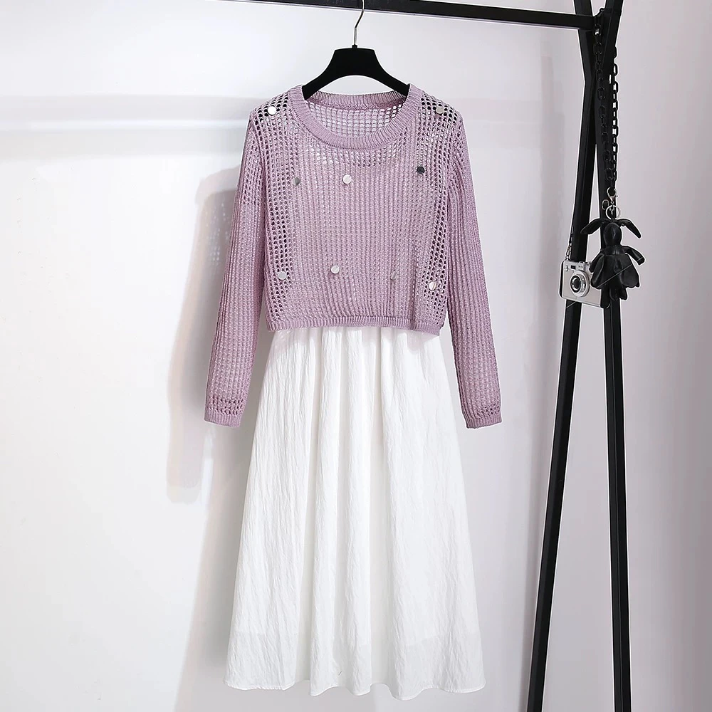 针织罩衫白带吊带连衣裙女2025春夏新款高级感套装