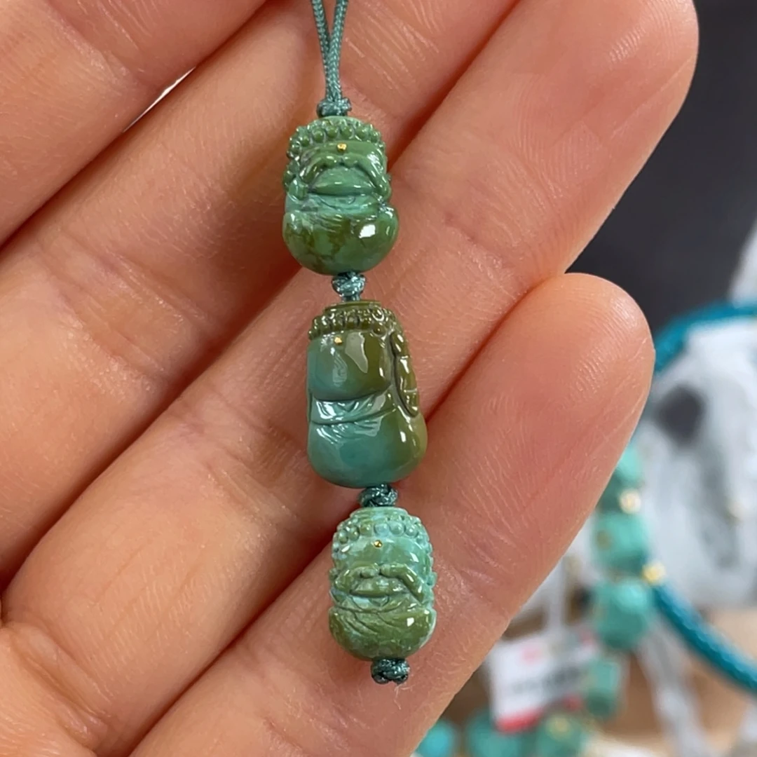 绿松石未镶嵌套链三不佛