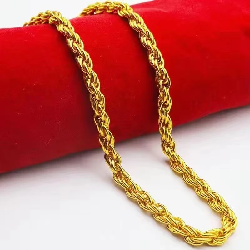 合金项链 【麻花项链】男士男款时尚金色霸气经典素款不掉色编织