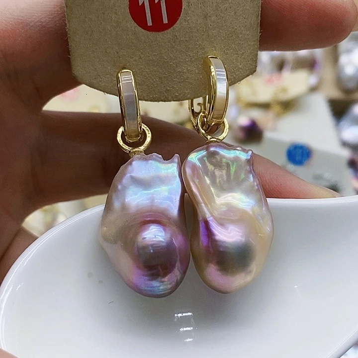 银S925镶嵌淡水珍珠耳饰