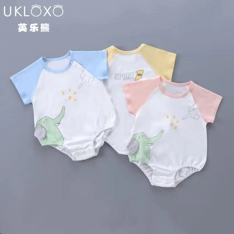 英乐熊水上乐园包屁衣婴幼儿夏装连体哈衣薄款无袖新生儿护肚