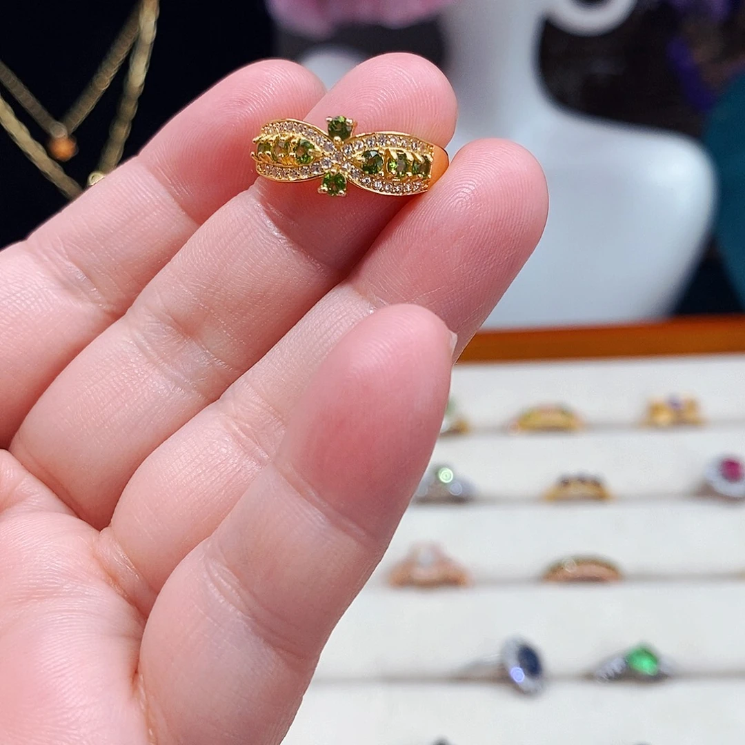 透辉石戒指银S925镶嵌