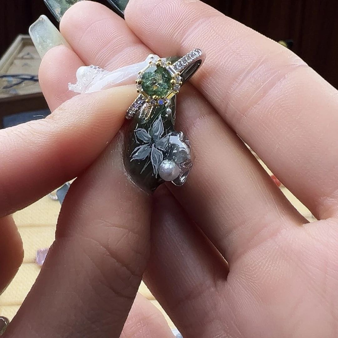 碧玺戒指银S925镶嵌啊啊啊啊啊啊啊