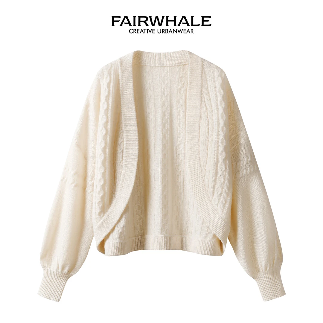 马克华菲女装法式复古修身长袖开衫羊毛衫 F33004A029