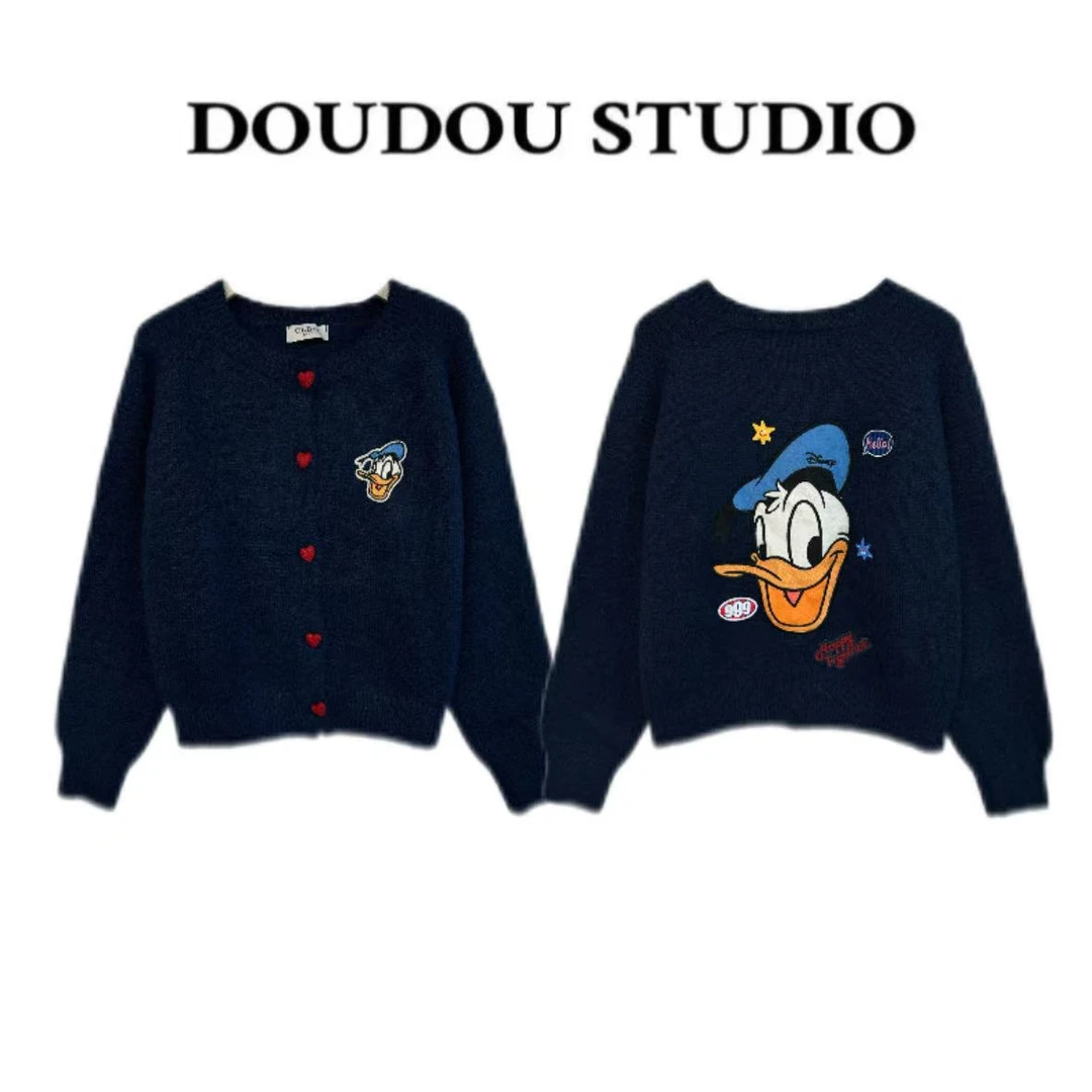 【兜兜】鸭鸭 早秋新款休闲时尚AB面重工小开衫毛衣 井3513C