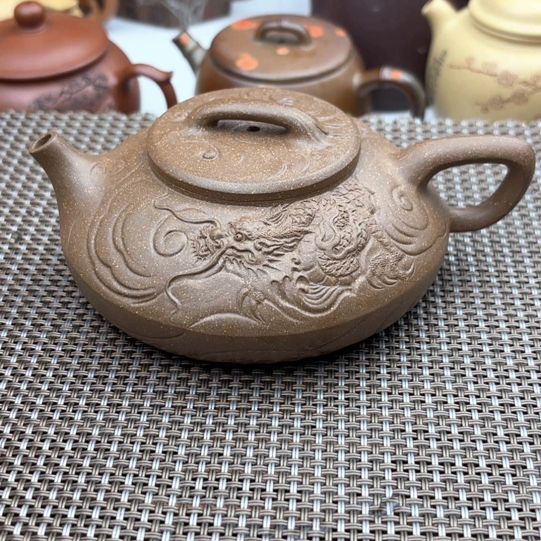 茶壶紫砂龙石瓢青段200c c