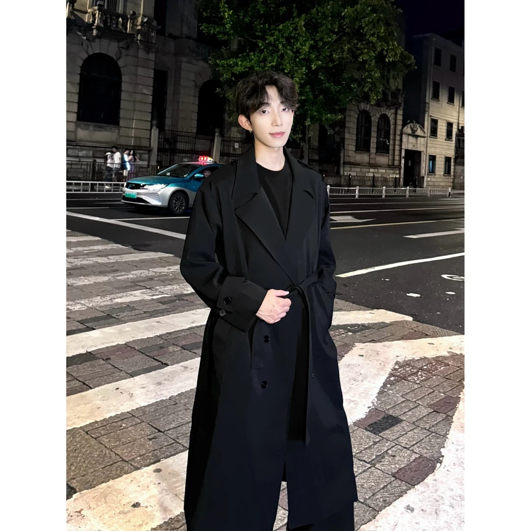 UN970宽松抗皱秋冬季排扣中长款风衣外套城市机能大衣百搭上衣