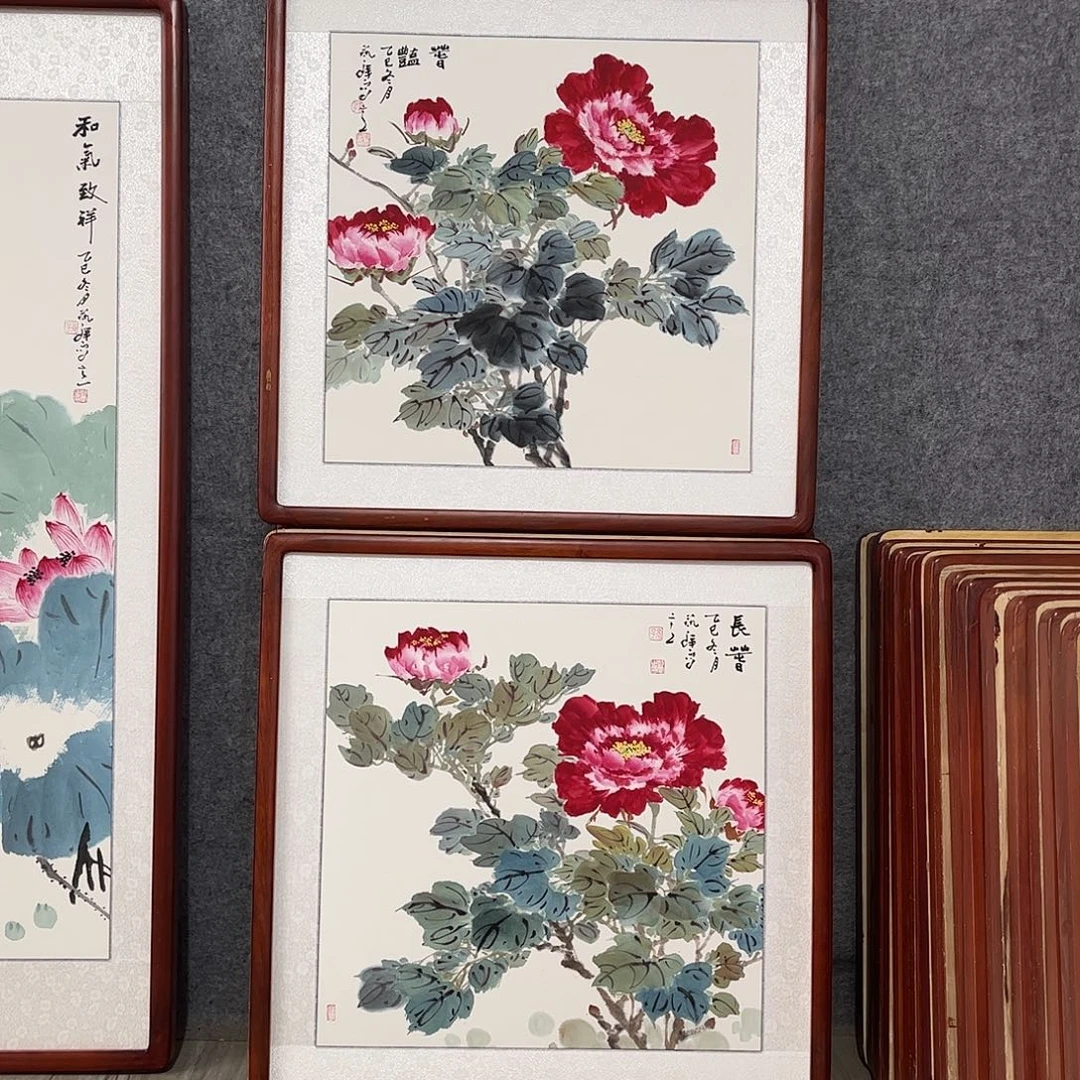 国画书画作品带框63×63