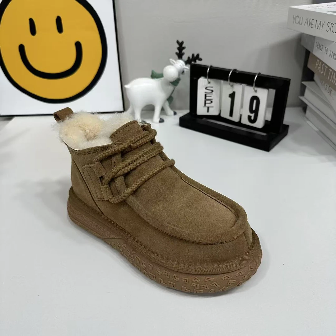 女士雪地靴真皮羊毛加厚保暖厚底增高防滑时尚休闲女棉鞋8717