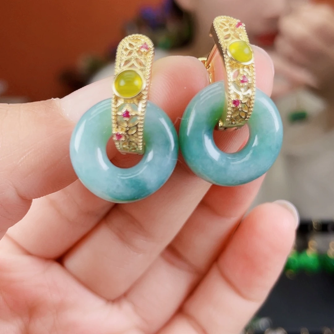 翡翠未镶嵌耳饰饰品