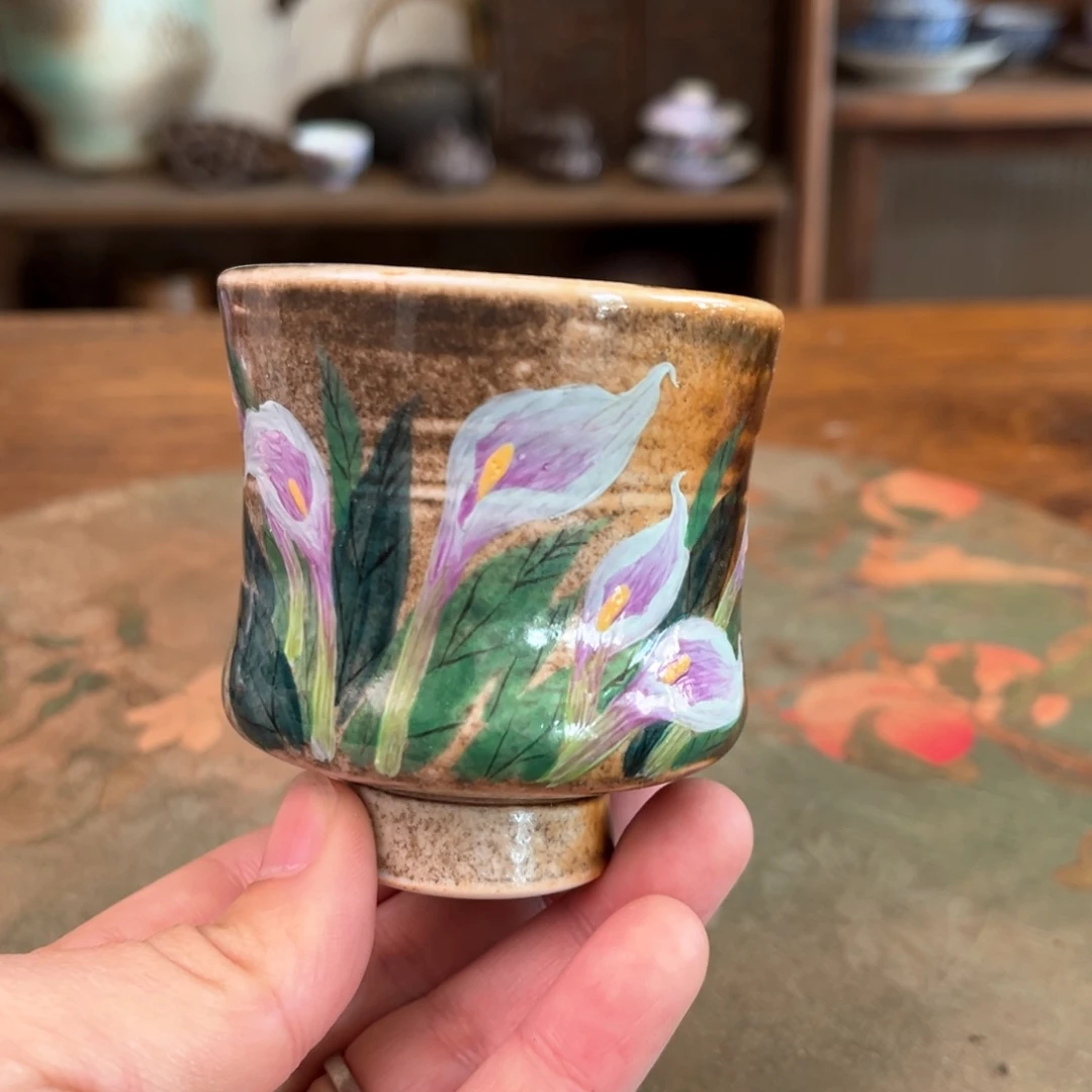 杯柴烧手工手绘陶瓷