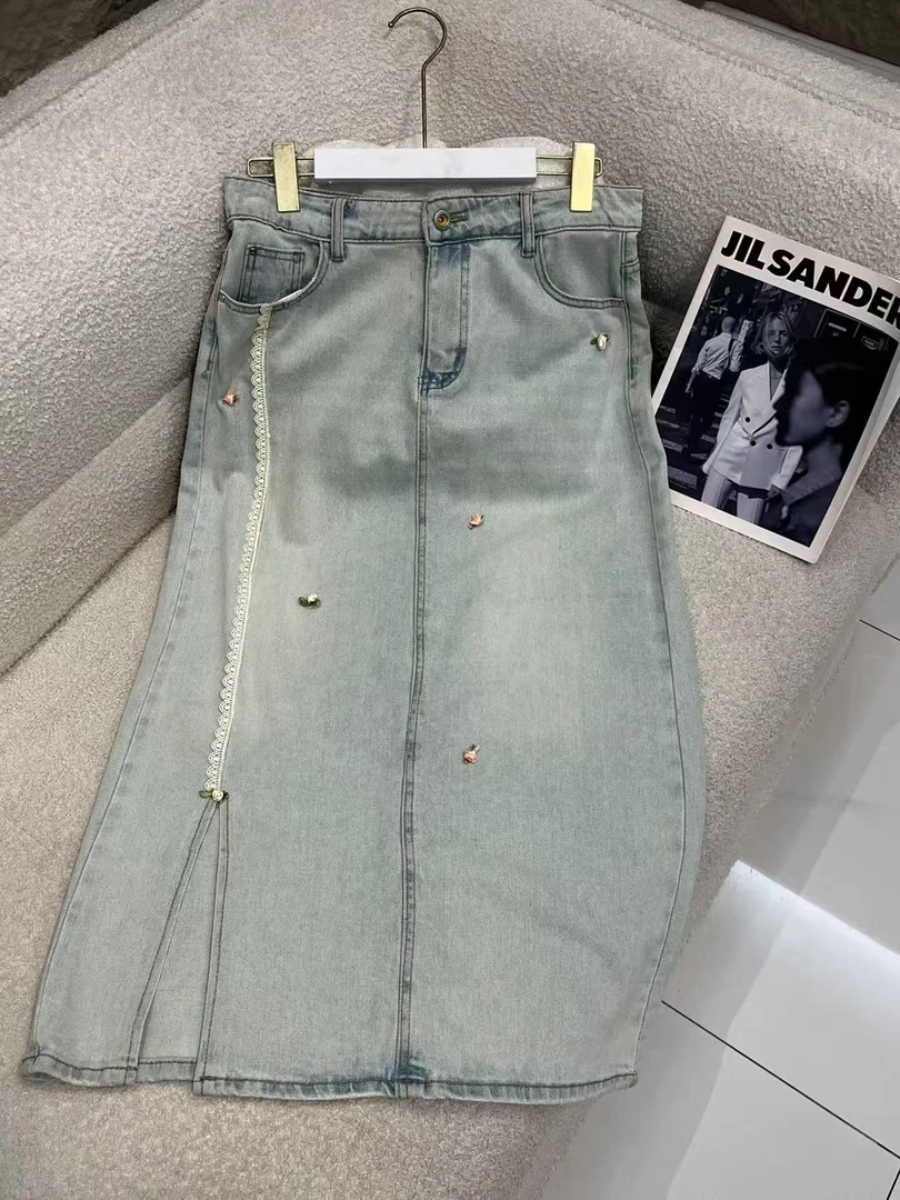 3204#重工时尚设计感牛仔半身裙【A9-3】