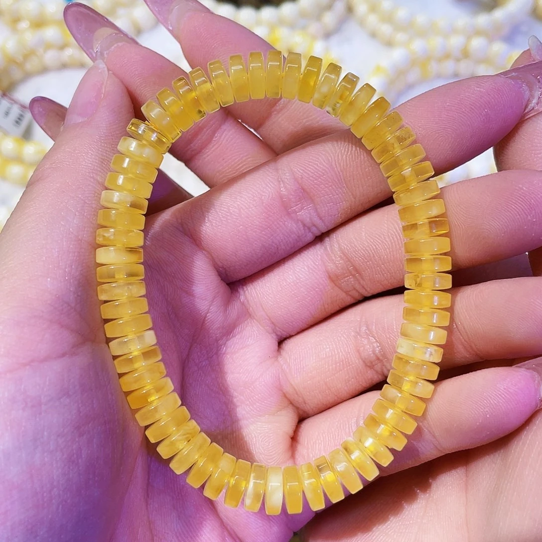 蜜蜡未镶嵌手链8mm 药片
