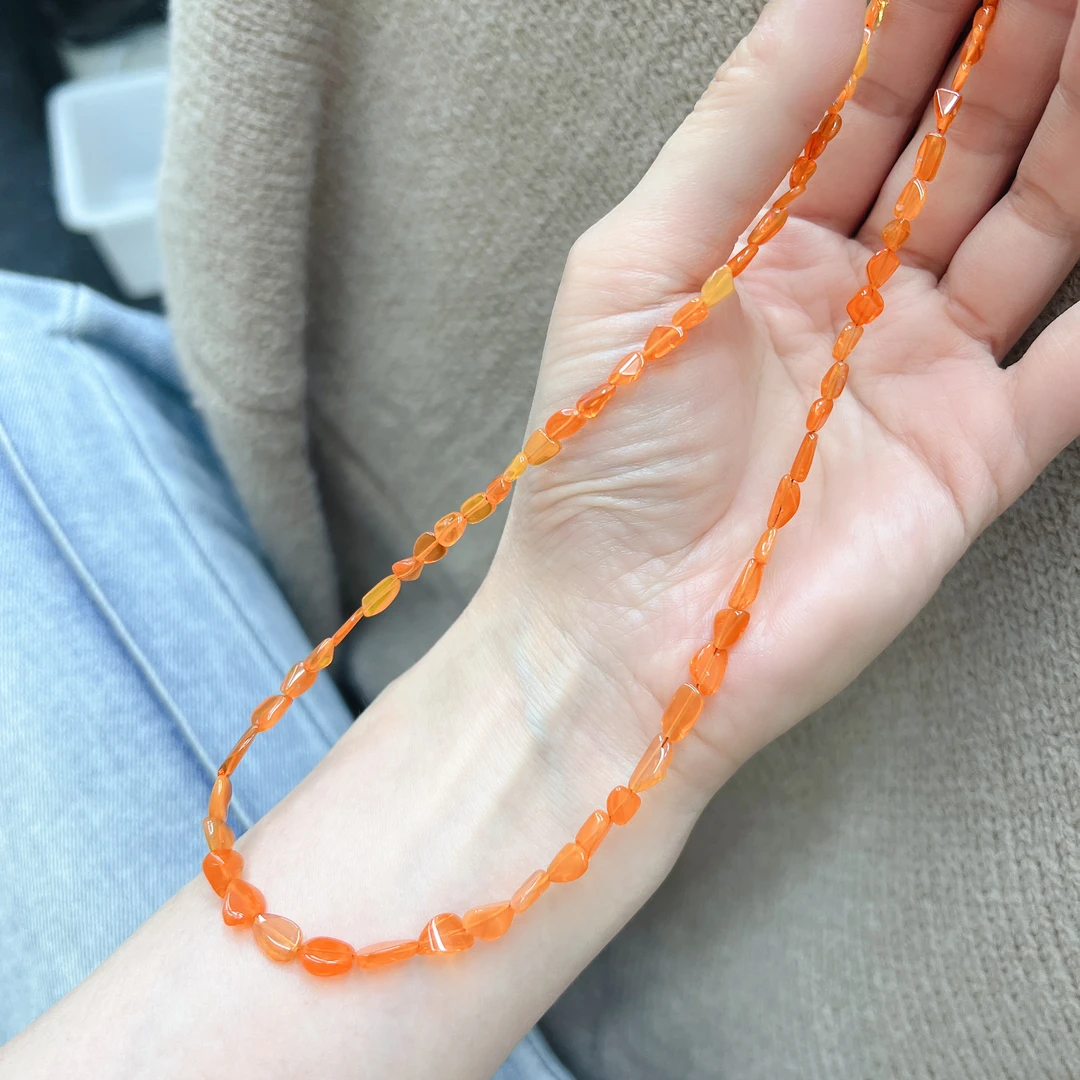 火原石项链橙色百搭简约双色气质