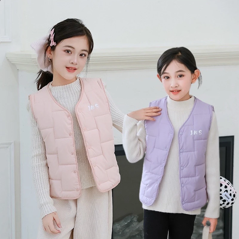 儿童棉马甲加绒加厚保暖秋冬男女童中大童休闲内搭女学生校服神器