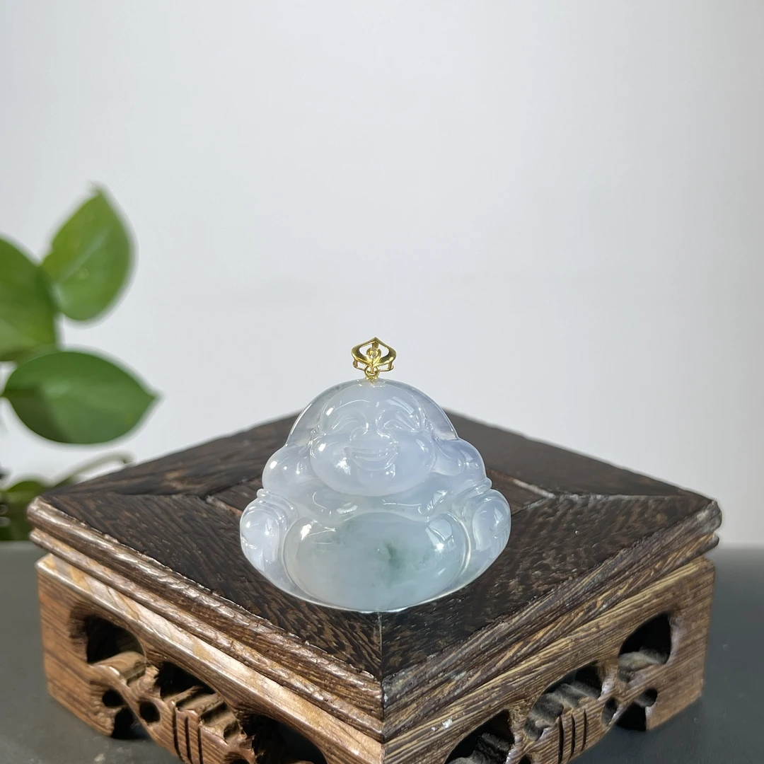 JCW04-129  天然缅甸A货翡翠  18K扣佛公