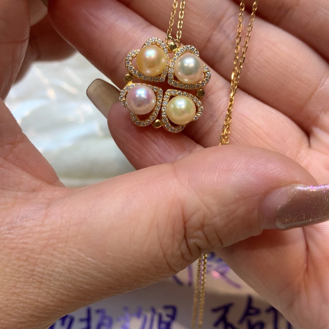 海水珍珠银S925镶嵌颈饰