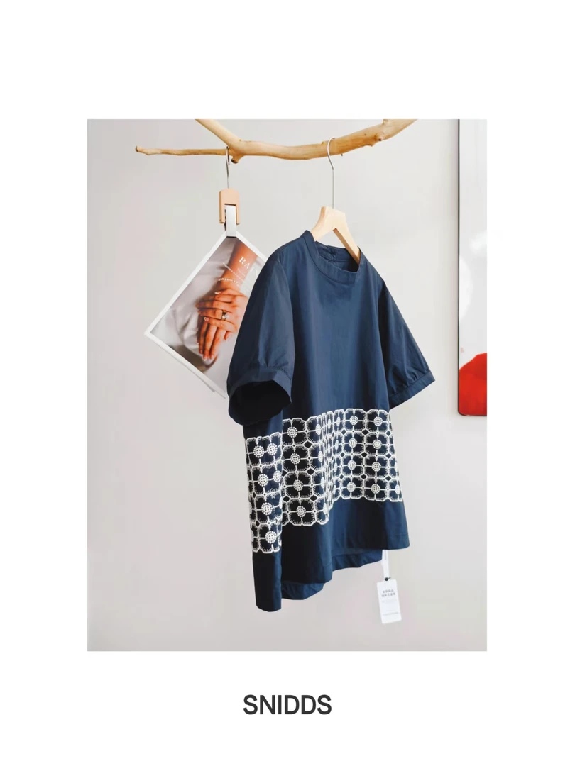 7/3 女士夏季  纯棉刺绣减龄圆脸短袖T恤