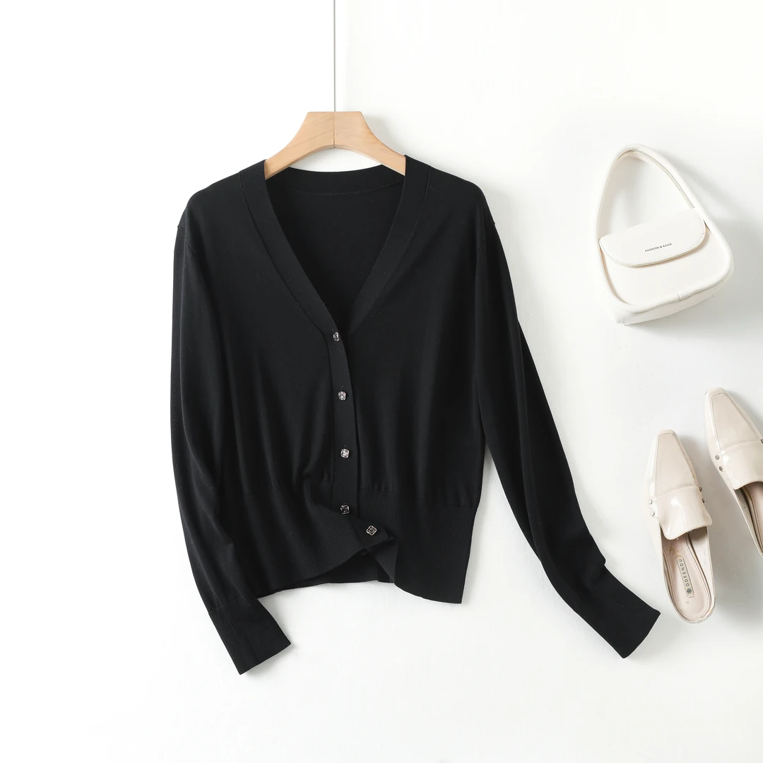 祯智服饰JL-81035莱赛尔天丝针织衫开衫 女士百搭时尚毛衣