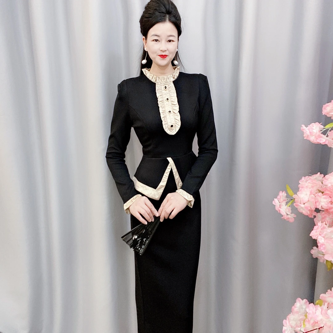 2025新款女装修身显瘦气质优雅黑色套装