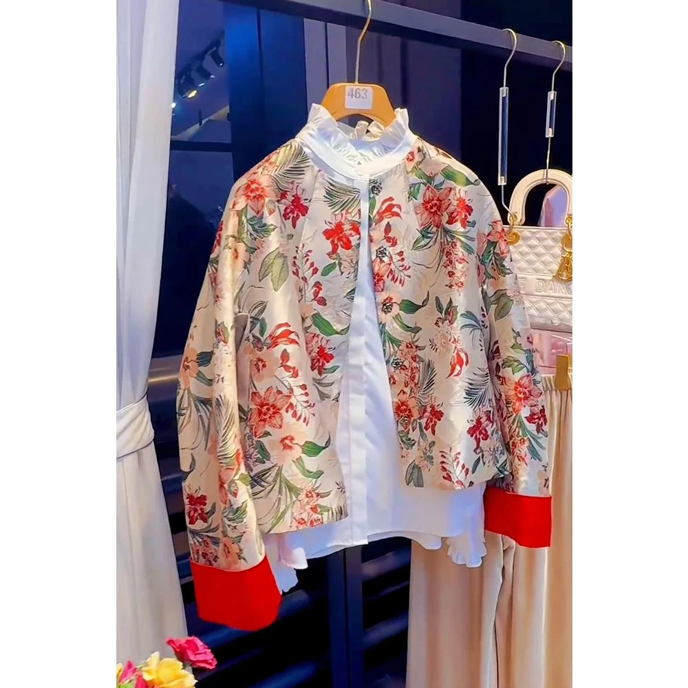 新中式国风高级感唐装上衣独特超好看减龄漂亮洋气短款印花外套女