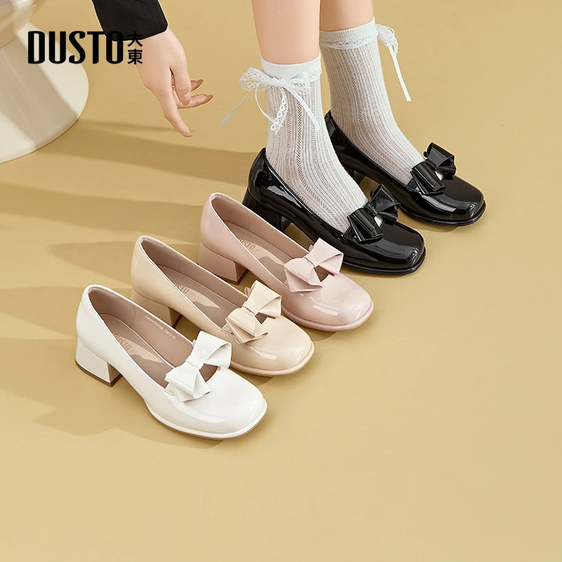 大东女鞋2025春季新款可爱风皮鞋百搭气质玛丽珍高跟增高单鞋0145