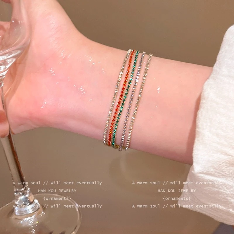 合金手链 8457多巴胺超闪彩色手链高级感小众多层叠戴手饰HP-A21