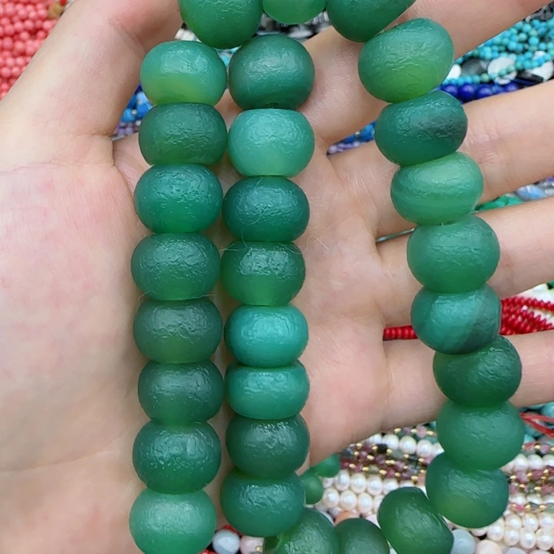 玛瑙/玉髓未镶嵌珠宝半成品橘皮老玛瑙算盘一条卡15