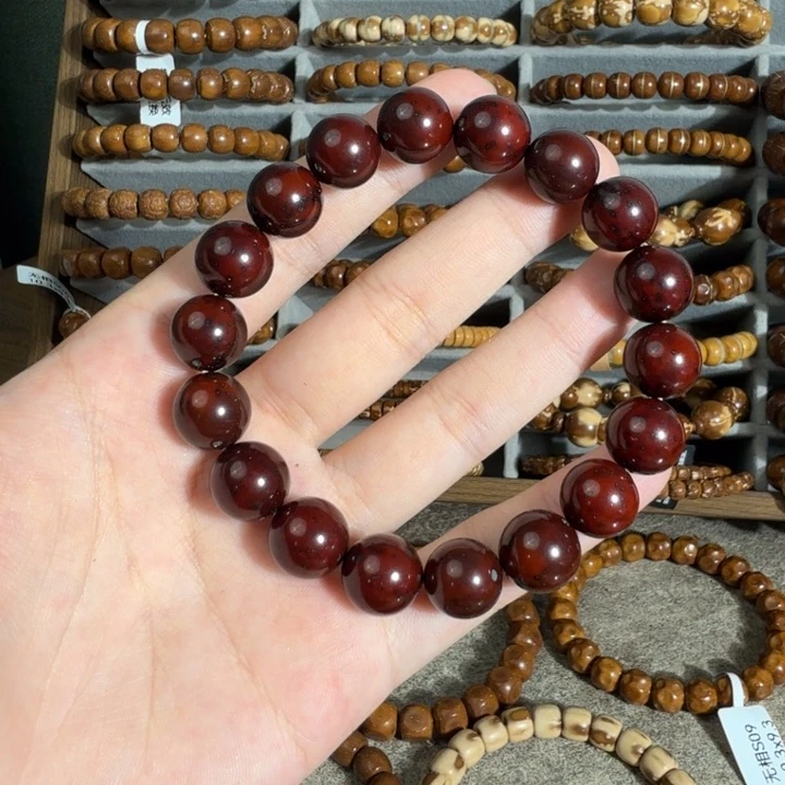 紫金鼠手串12红油圆珠半实心