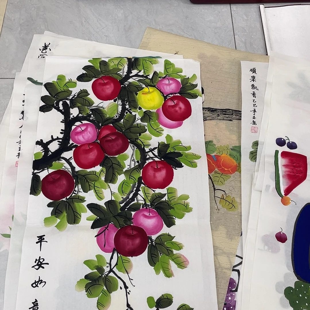 国画国画作品原稿三尺苹果