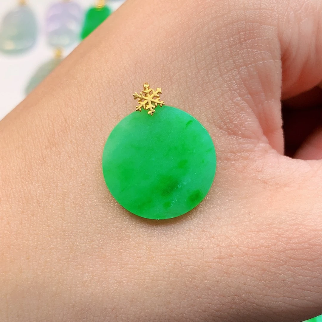 翡翠18K金镶嵌吊坠(不含链)