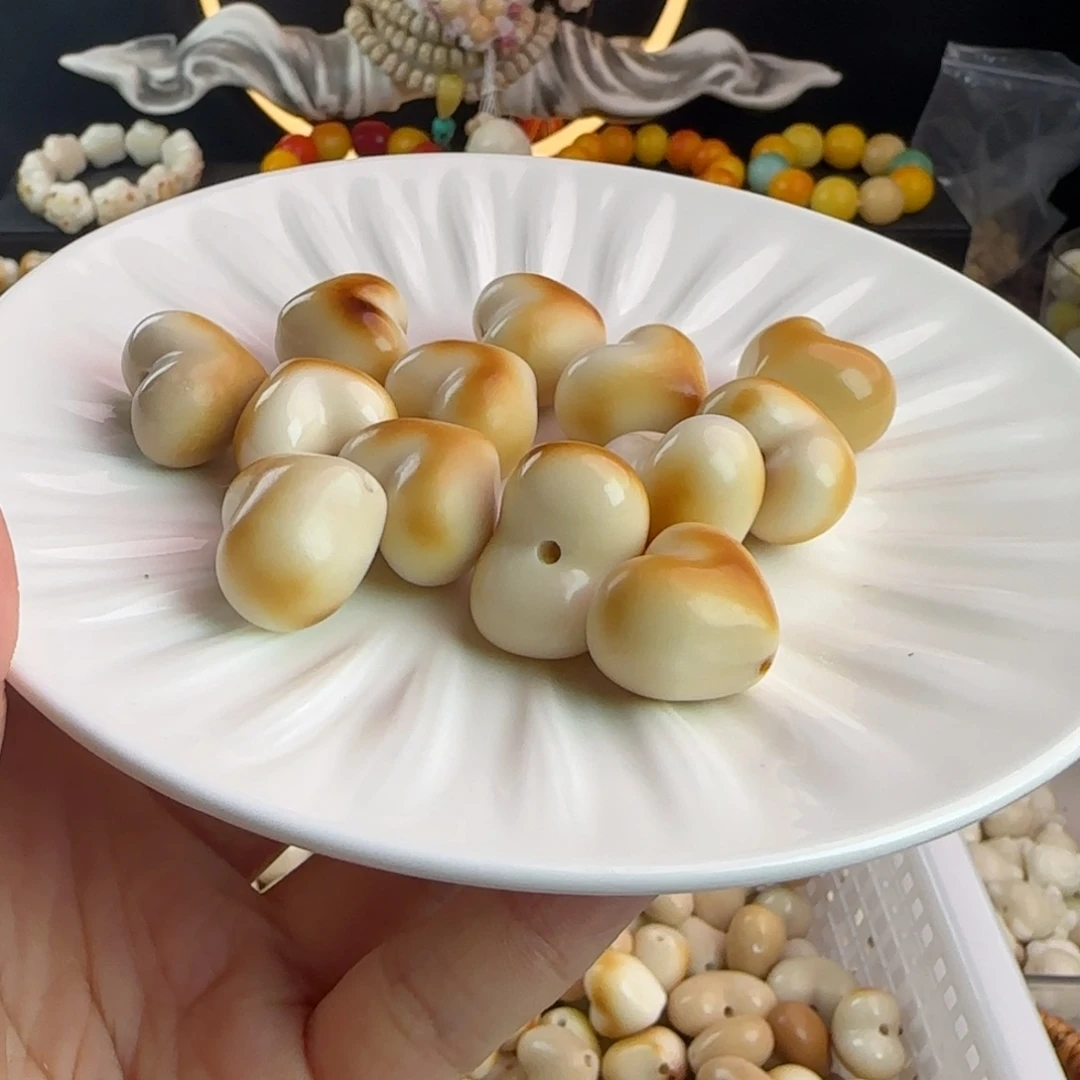 菩提根/象牙果手串微瑕牙果卡21轻炭烤爱心10颗