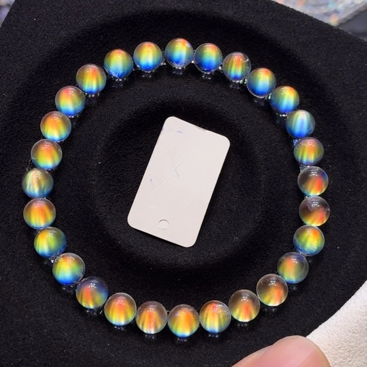 不***》手链月光石未镶嵌马岛彩月无孔珠手串