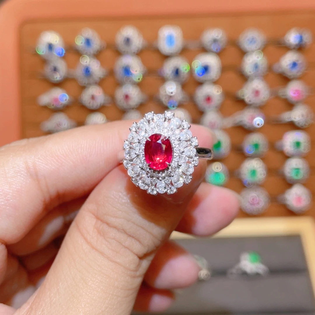 红宝石戒指18K金镶嵌1.08ct 无烧鸽血