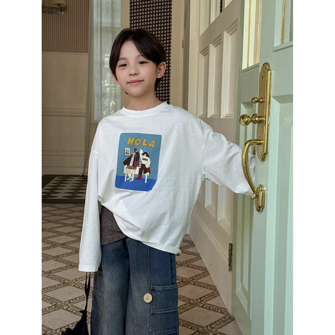 精选-91039-TBB童装男童长袖T2025秋季新款卡通印花长袖打底衫