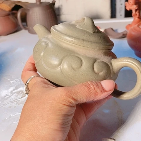 茶杯绿泥宜兴紫砂全手工制作