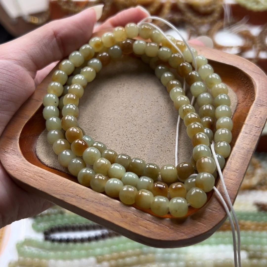 和田玉未镶嵌毛衣链珠串6*7mm