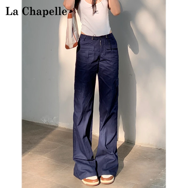 拉夏贝尔美式窄版直筒休闲裤秋季女款爆款2025新款痞帅炸街阔腿裤