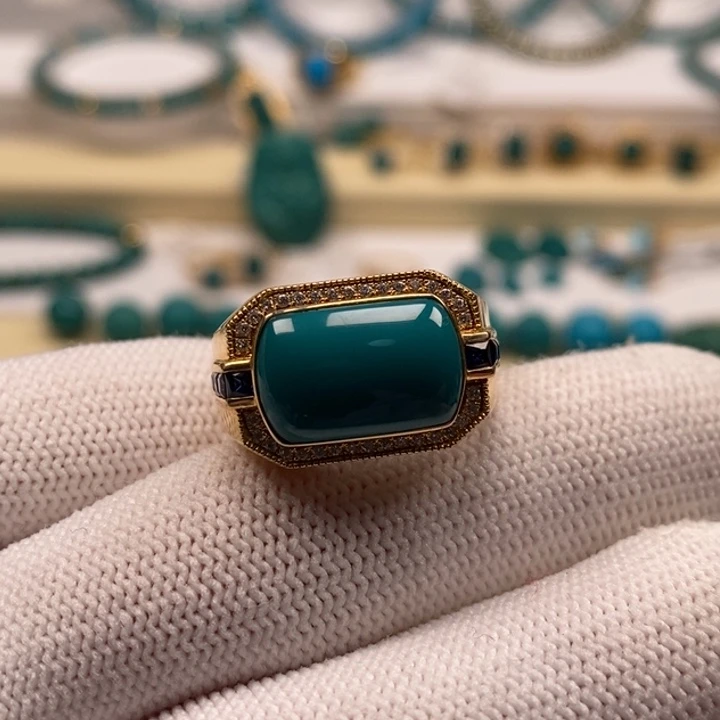 绿松石珠宝奇石18K金镶嵌Ａ１４３