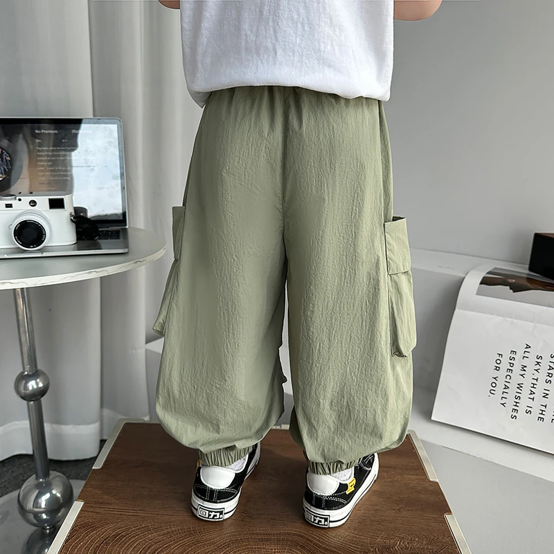 男童裤子春夏季薄款2025新款宝宝防蚊裤儿童夏装男孩初夏速干长裤