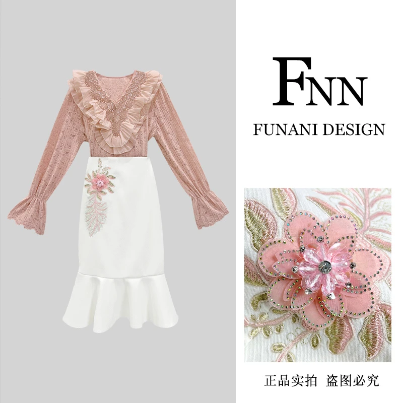 芙娜妮法式圆领秋季新款时尚气质女设计感小众长袖两件套F2432768