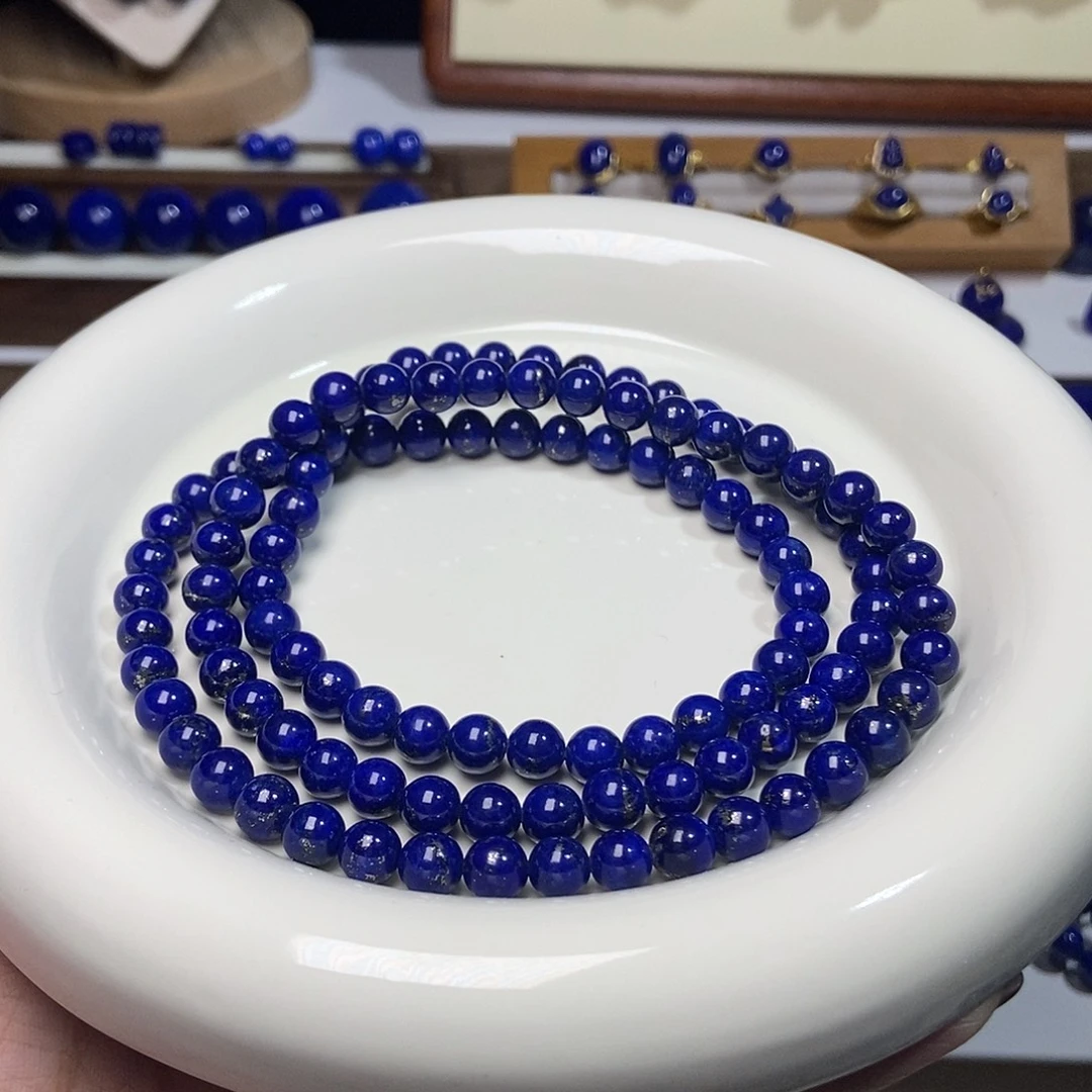 青金石未镶嵌老矿 多金6mm+108