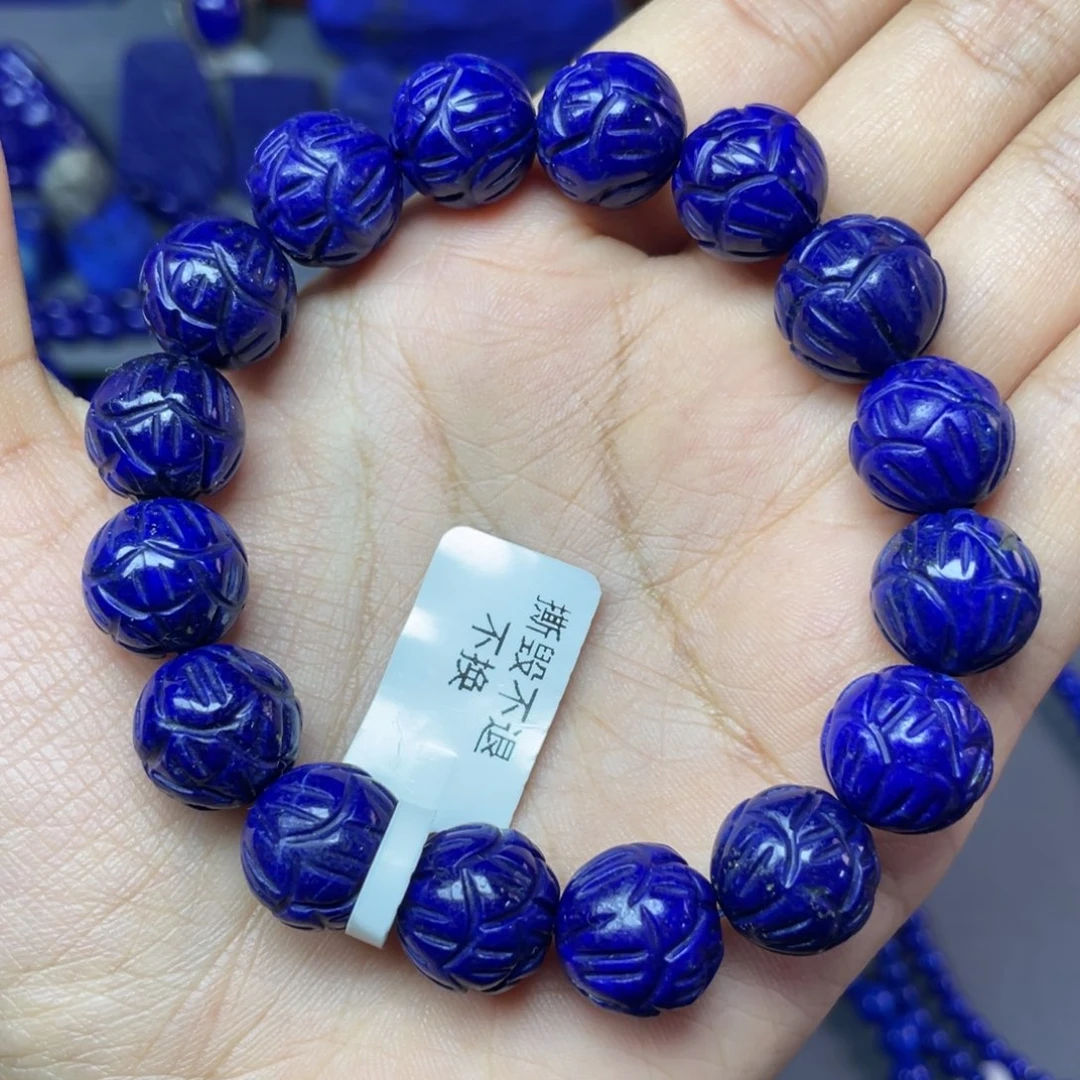 青金石未镶嵌13mm莲花手串